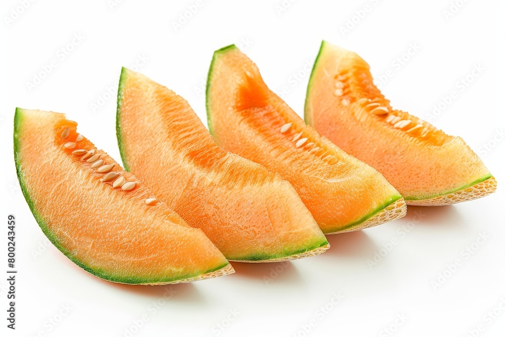 Isolated melon slices on white background Isolated melon slices on white background