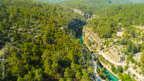 Magnificent nature view of aerial flowing water of Koprulu Canyon in Turkey. Manavgat  Antalya.