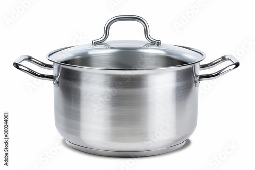 Isolated stainless steel pot with white background