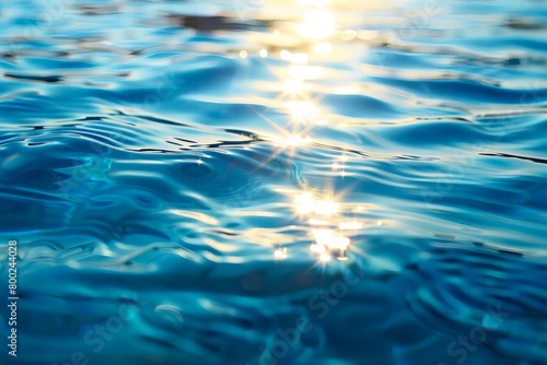 Sunlit Serenity: Tranquil Blue Water Surface with Sparkling Reflections