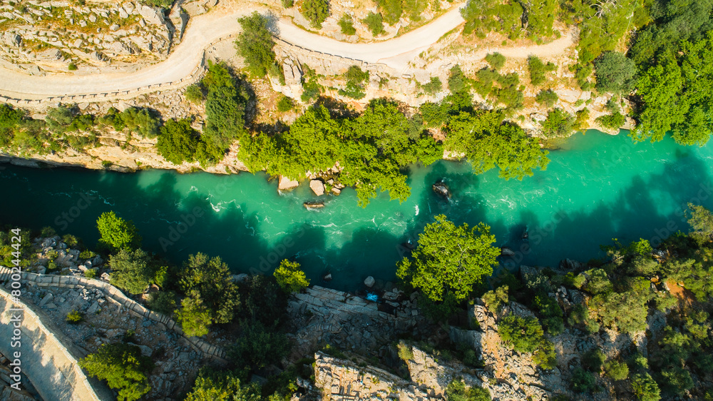 Aerial view of River landscape from Koprulu Canyon. Manavgat, Antalya, Turkey - Touristic places Aerial view of River landscape from Koprulu Canyon. Manavgat, Antalya, Turkey - Touristic places