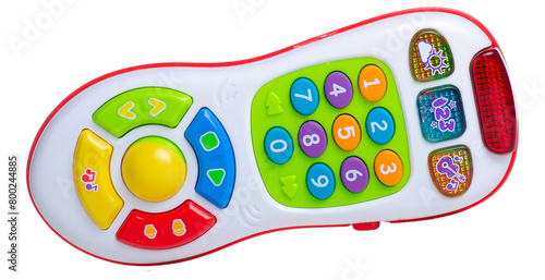 toy mobile phone for child on white background isolation