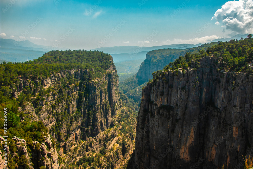 Fototapeta premium Panoramic view of Tazi canyon, a natural beauty located in Antalya province of Turkey. Nature landscape.