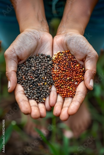various hands grasping plant seeds © tonstock