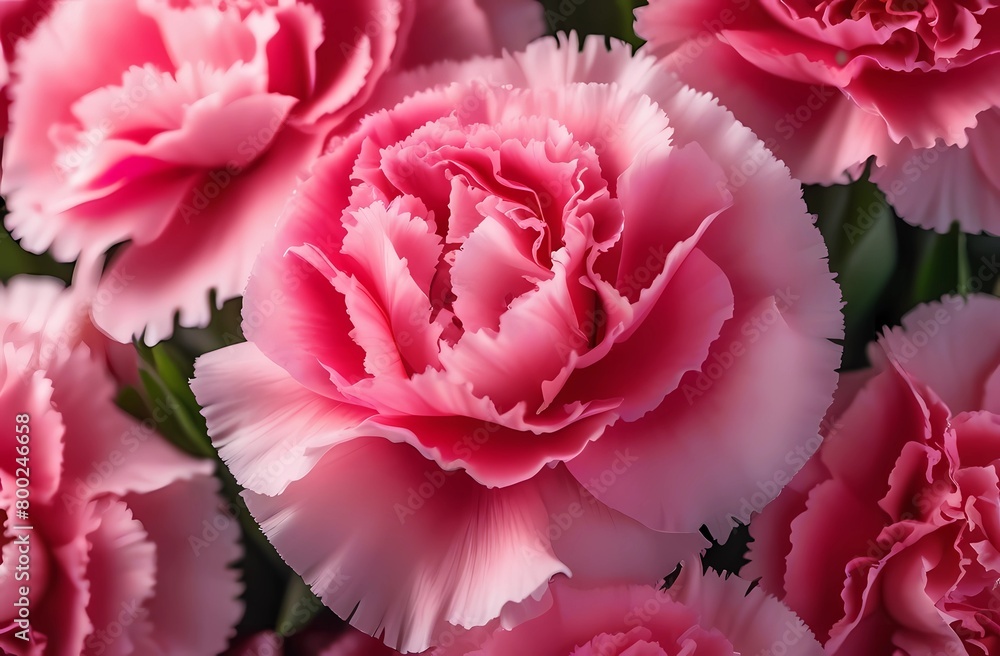 A stunning top-down perspective capturing the beauty of the pink carnations