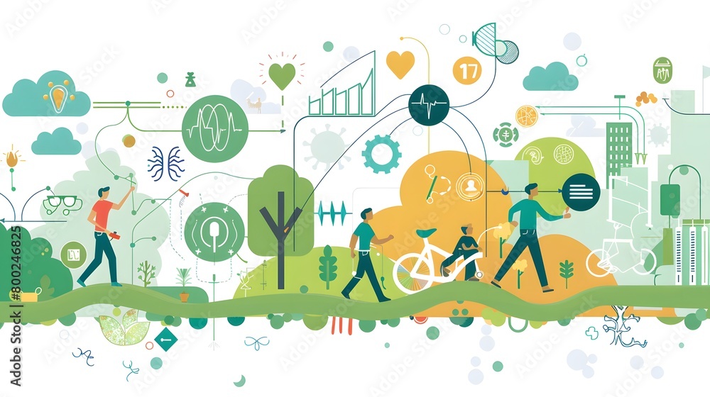 Obraz premium Health-Oriented Diagram Illustrating the Impact of Lifestyle Choices on Health Outcomes, Emphasizing Preventive Healthcare