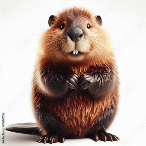 beaver on a white background photo