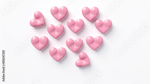 A pink heart shape isolated on a white background wishes you a happy Valentine's Day. © drizzlingstarsstudio