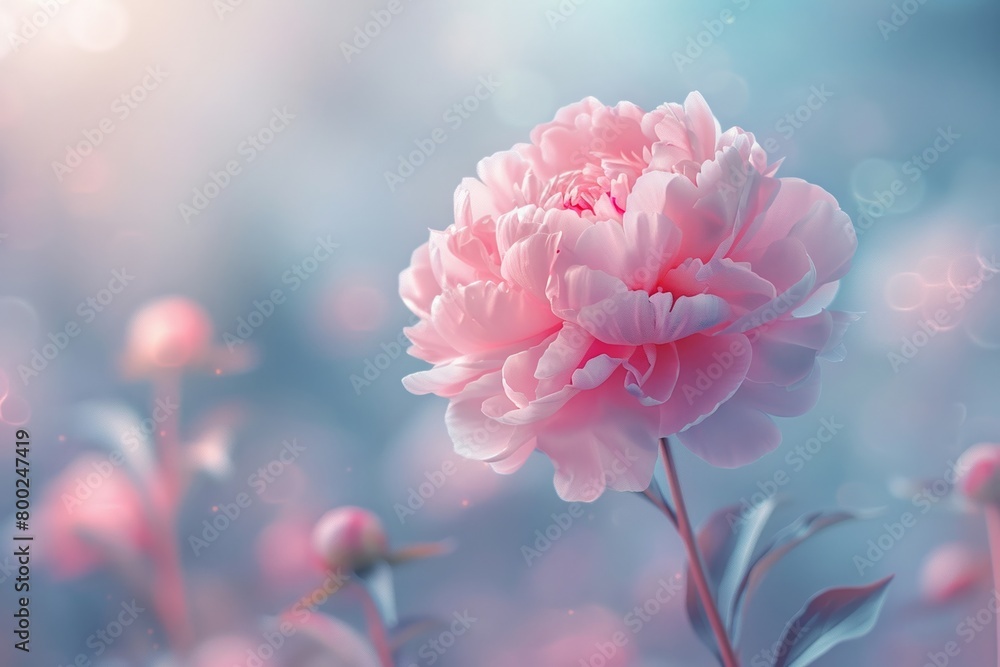 Blurred image of a pink peony with a gentle, pastel color palette Blurred image of a pink peony with a gentle, pastel color palette