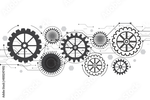 Cogs and gear wheel mechanisms. Concepts and ideas for hi-tech digital technology and engineering design