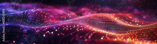 Vector illustration of a futuristic abstract background with glowing purple and orange lines, representing the concept of digital technology and innovation.