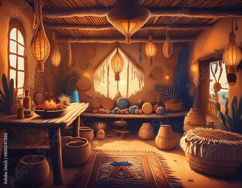 interior of the African village house