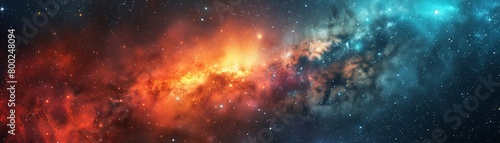 An artistic shot capturing the majestic beauty of the universe with a myriad of vibrant hues intertwining harmoniously.