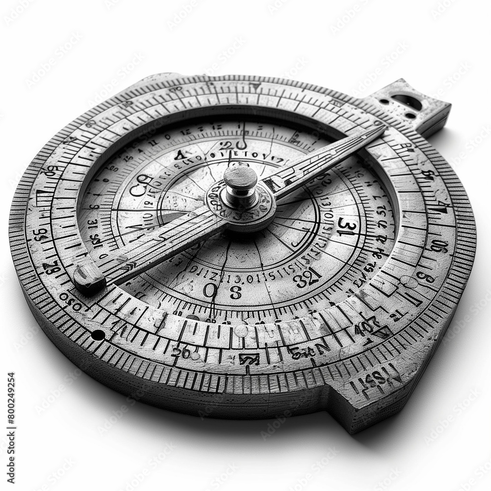 Close up of compass on white background. Generative AI Close up of compass on white background. Generative AI