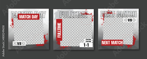 Sport social media post template , Football Match day , Full time , Next match Best player