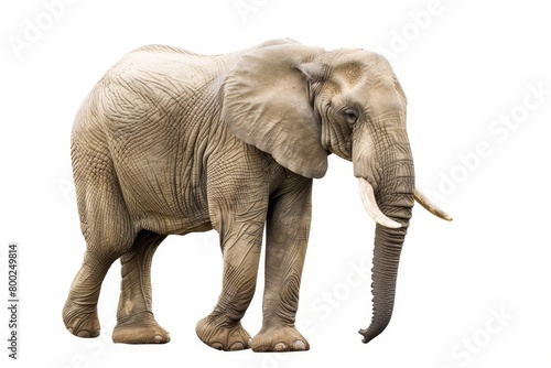 lonely elephant on white background