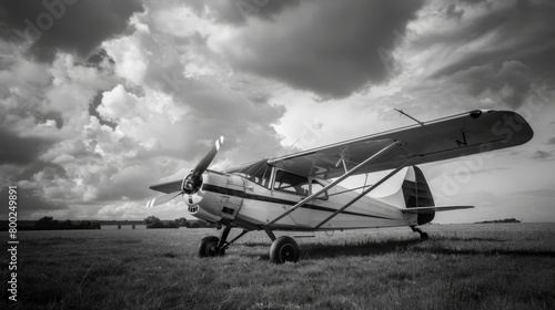 a small plane in black and white generative ai