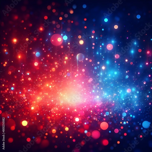 abstract bokeh lights red and blue background generative ai