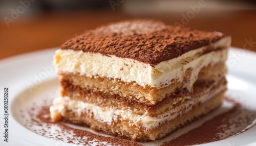 Italian tiramisu on a white plate