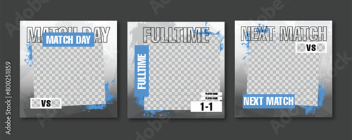 Sport social media post template , Football Match day , Full time , Next match Best player