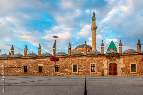 A view of the mevlana tomb and a mosque in city of Konya in Turkey.