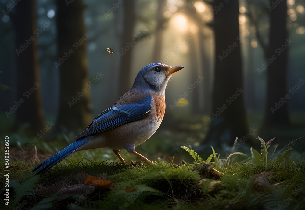 Dawn chorus in a hidden glade, generative AI Dawn chorus in a hidden glade, generative AI