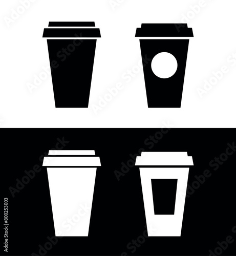 Set of coffee glass icons. Fast food or cafe symbol. Hot drink designation for the menu.