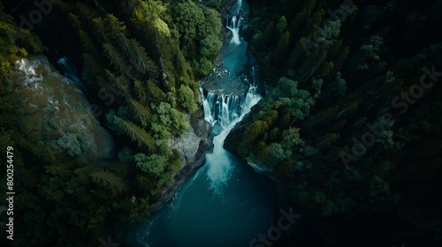 Beautiful place water mountain green trees water,waterfall in the forest, nature reserve © Dm