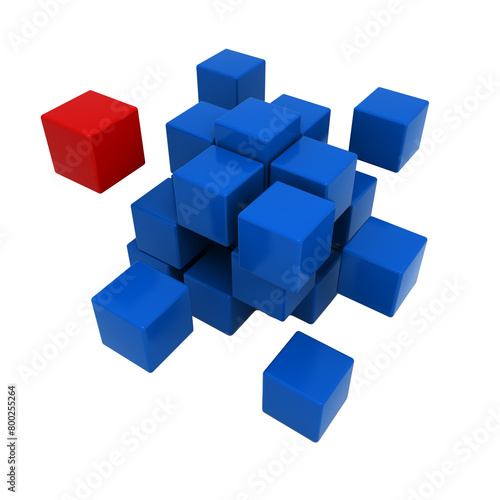 Abstract transparent background with blue and red cubes