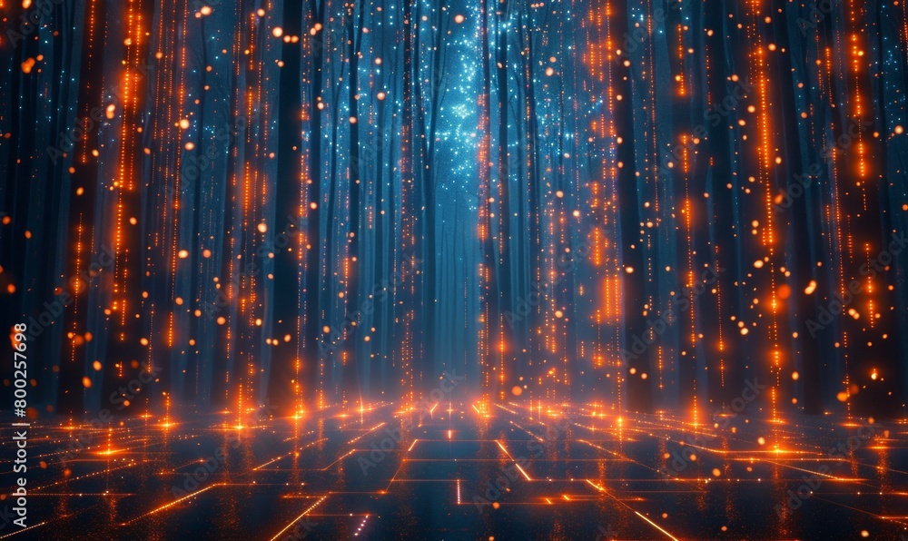 Naklejka premium Visualization of Interconnected Data Systems and Computational Intelligence