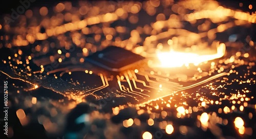 Blue abstract circuit board electronic hi-tech chip