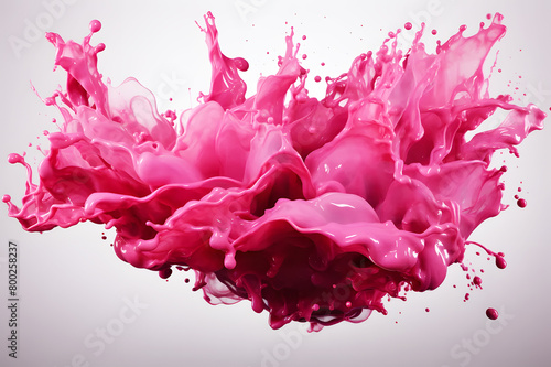 Pour dark pink or splash watercolor on wall on white background. Spread throughout area. It is kind of art. Background Abstract Texture.