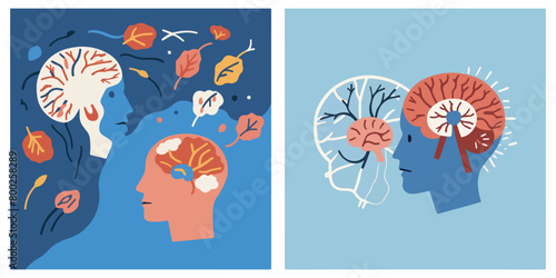 Set Of Human Brain - Inside the Mind's Canvas - Unveiling the Secrets of Human Brain Intelligence Through Captivating Illustrations.