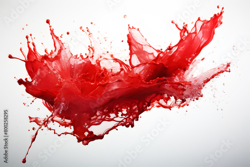 Pour dark red or splash watercolor on wall on white background. Spread throughout area. It is kind of art. Background Abstract Texture.