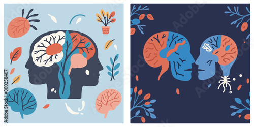 Set Of Human Brain - Inside the Mind's Canvas - Unveiling the Secrets of Human Brain Intelligence Through Captivating Illustrations.