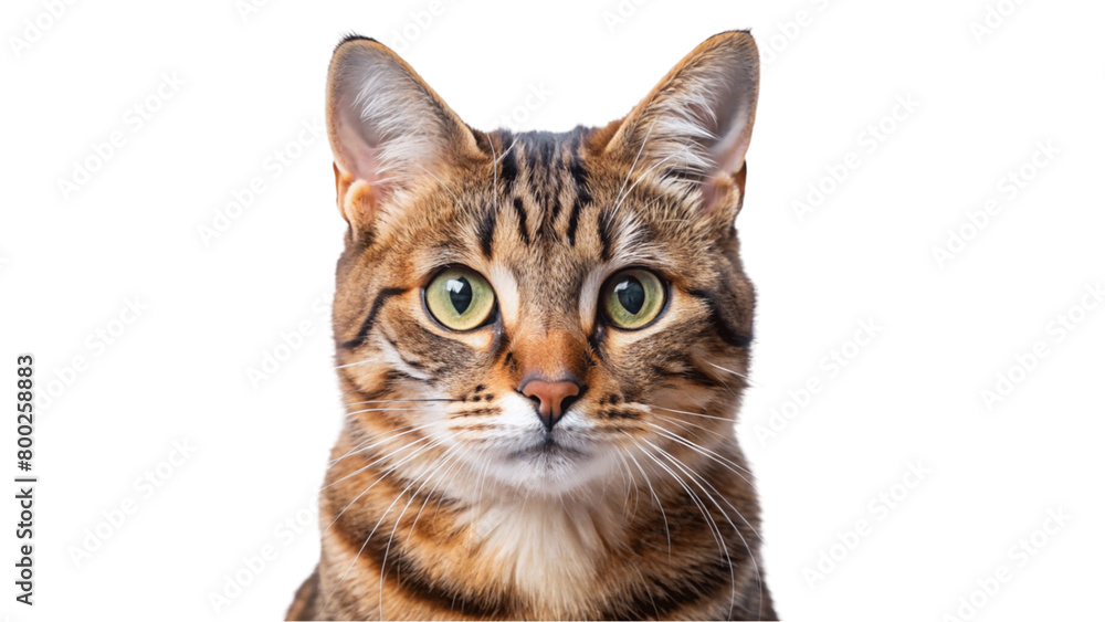 A cat with green eyes isolated on Transparent background.