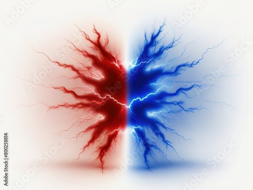 Red and blue stromy electricity isolated on transparent background. cutout 


 photo