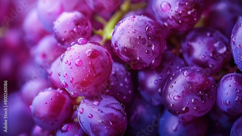 Macro shot of a bunch of purple grapes