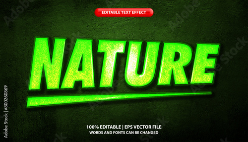 Nature editable text effect template, green shiny futuristic modern style typeface, premium vector