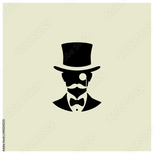 gentleman with mustache  wear top hat and tuxedo portrait