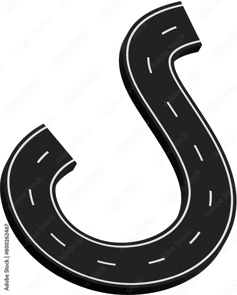 Curved road with white markings, route, street, highway Curved road with white markings, route, street, highway