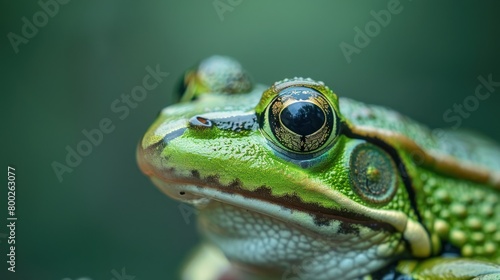 Macro shot of a green frog