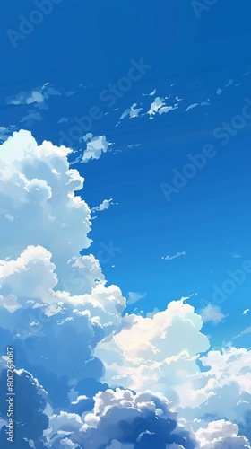 Blue sky with white clouds at the bottom picture. Art background © Dm