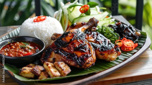 grilled chicken. Indonesian char-grilled chicken. Ai generated photo