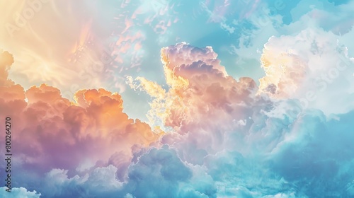 Ethereal watercolor of a sky filled with drifting clouds at dusk  the colors blending into a perfect backdrop for calm and recovery