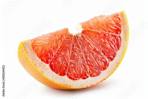Grapefruit slice on white background with clipping path