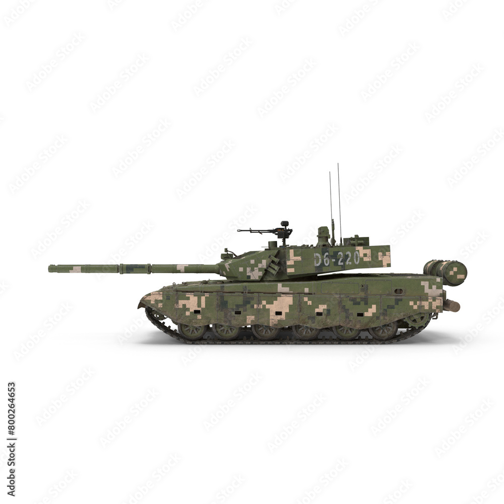 3D realistic a powerful modern battle tank isolated on a white background 3D realistic a powerful modern battle tank isolated on a white background