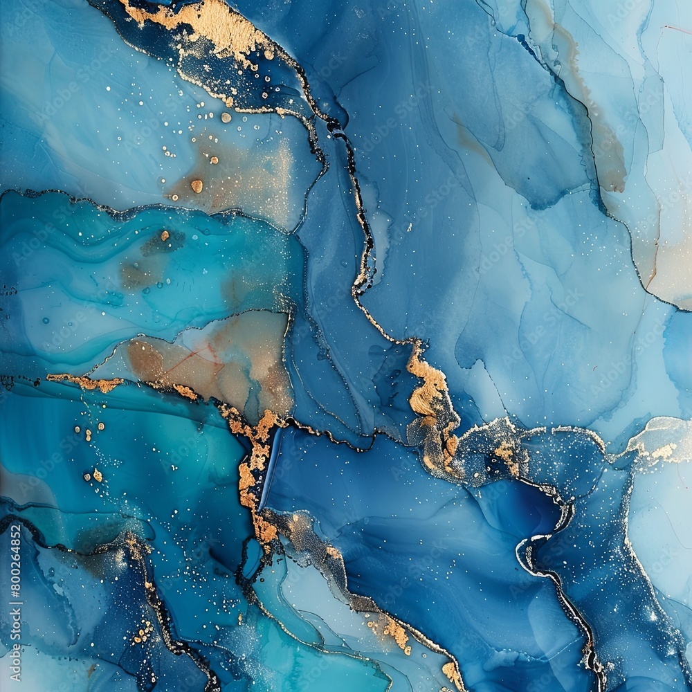 Swirling Blue and Gold Marble Ink Abstract Elegance Swirling Blue and Gold Marble Ink Abstract Elegance