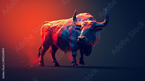 The bull in dark tone for business or stock trading concept