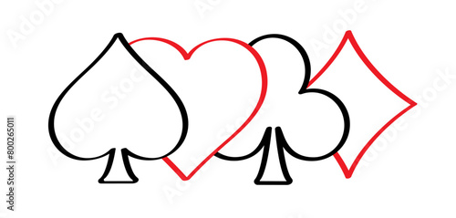 Cartoon ace, king, queen, jack. Cards game spades. Queen, King, Heart, Ace. Poker player card. Spade jack pattern. Vector bridge icon. Gambling play suit black blackjack. Casino club gaming logo.  